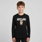 Black Teddy Bear Logo Long Sleeve Top, 1, hi-res