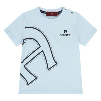 Younger Boys Blue Logo T-Shirt 