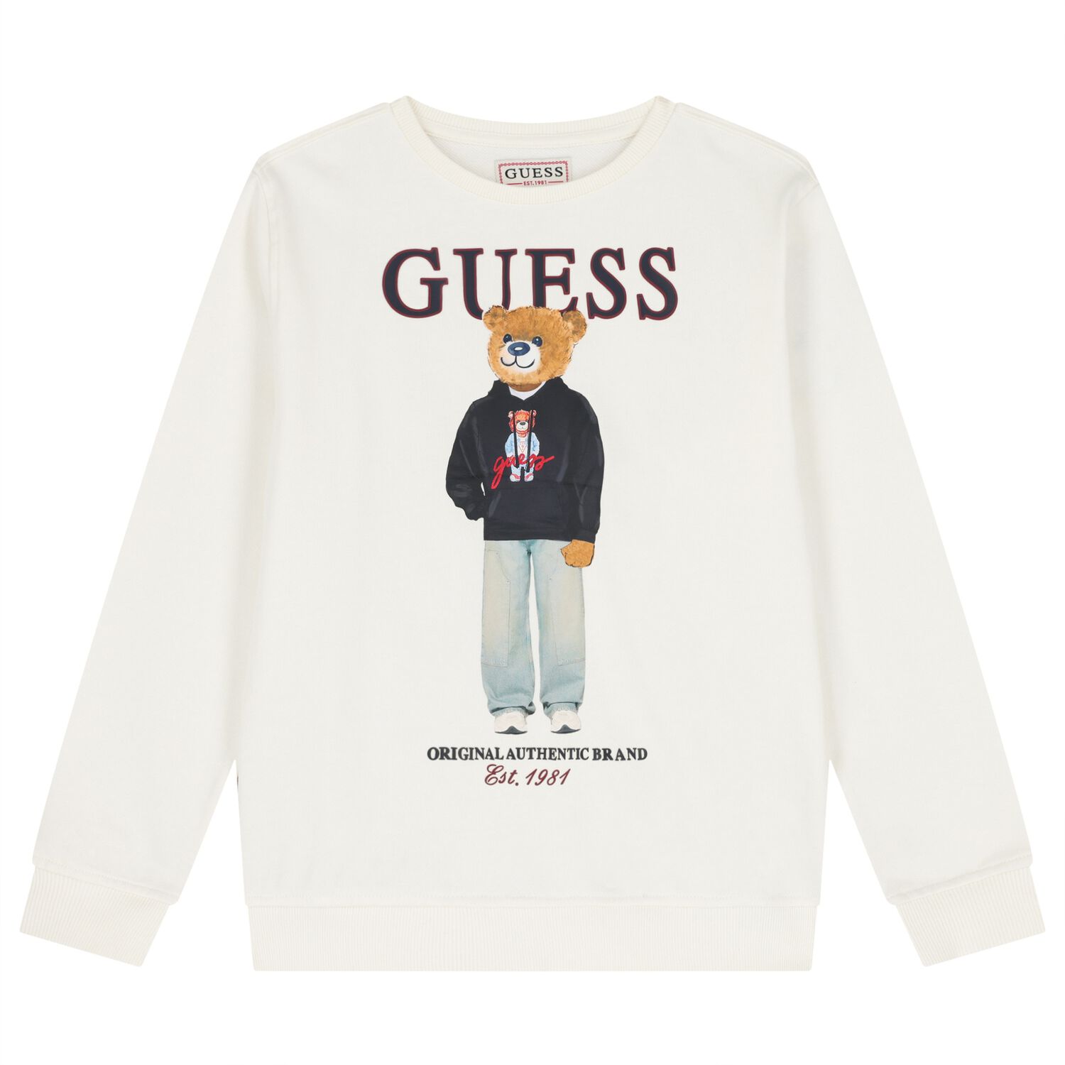 Boys Ivory Teddy Bear Logo Sweatshirt, 1, hi-res