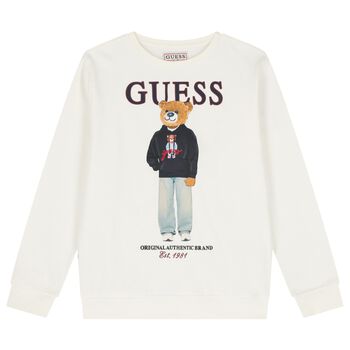 Boys Ivory Teddy Bear Logo Sweatshirt