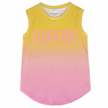 Girls Yellow & Pink Printed Sleeveless Top