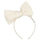 Girls Beige Bow Headband, 1, hi-res