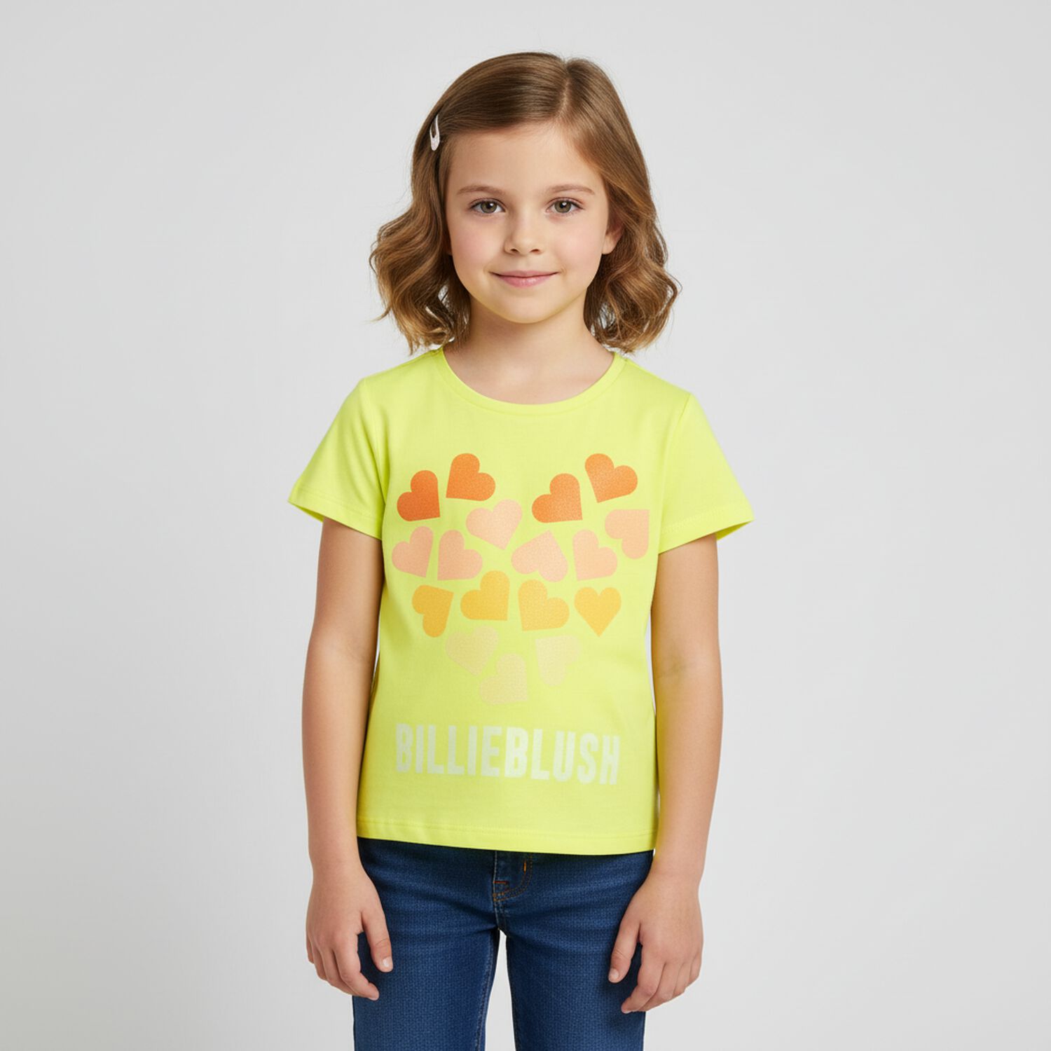 Girls Yellow Heart Logo T-Shirt, 1, hi-res image number null