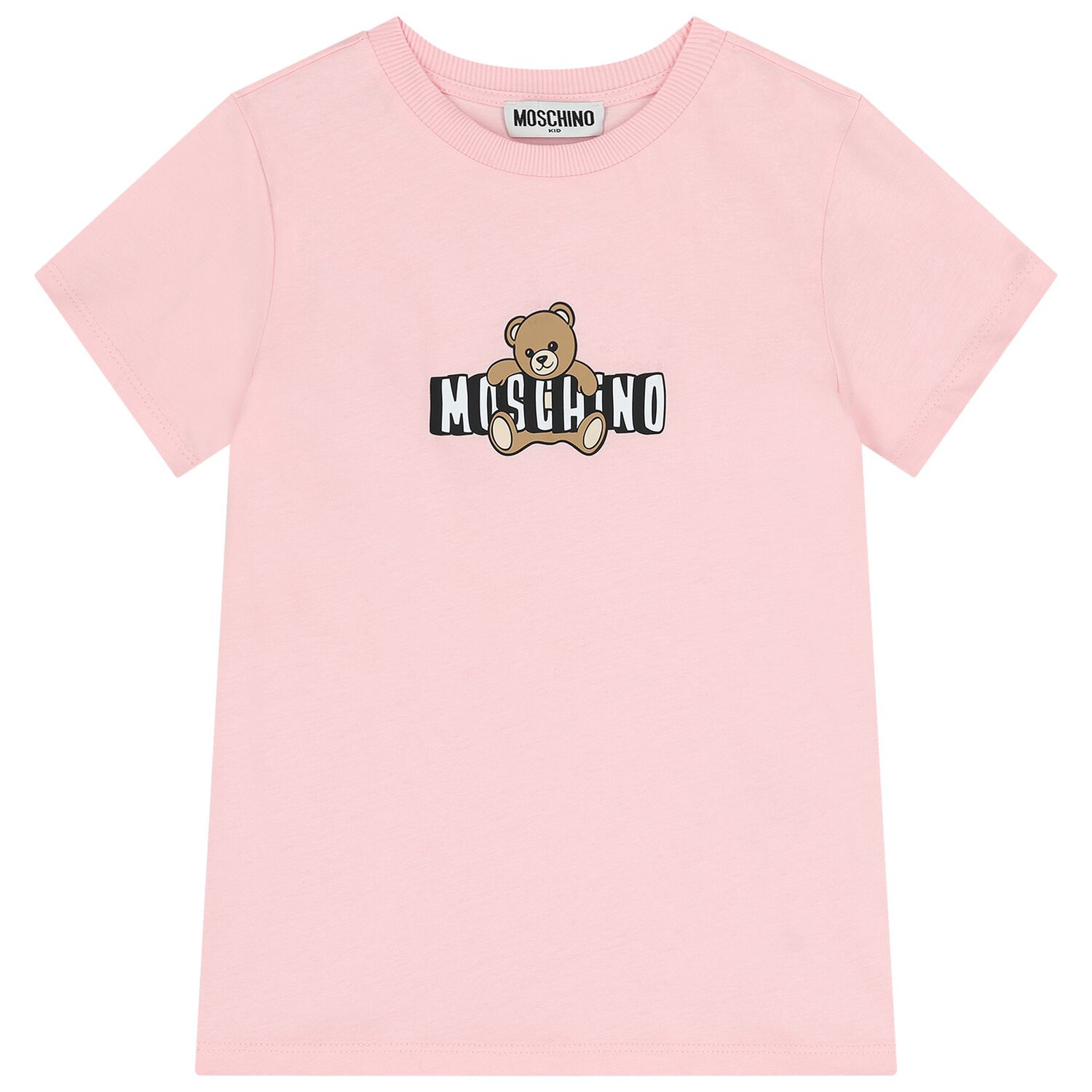 Girls Pink Teddy Bear Logo T-Shirt, 5, hi-res