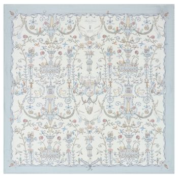 Ivory & Blue Toile de Jouy Swaddle Carré Blanket