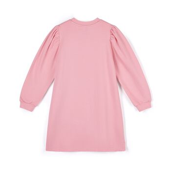 Girls Pink Logo Teddy Bear Sweatshirt Dress
