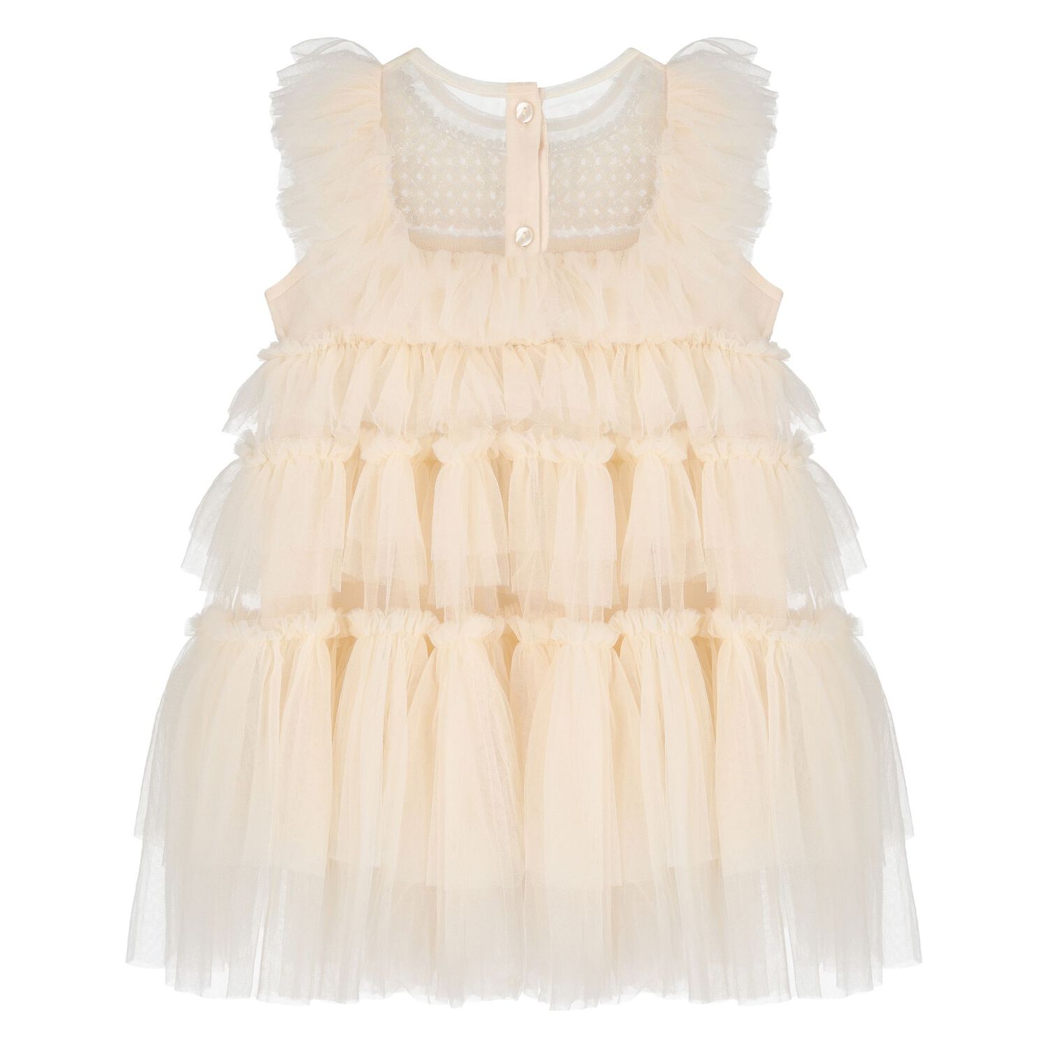 Baby Girls Ivory Tiered Tulle Dress Set, 1, hi-res