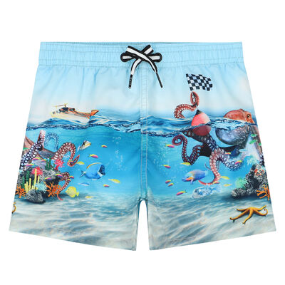 Boys Blue Octopus Swim Shorts 