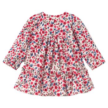 Younger Girls White & Red Floral Dress