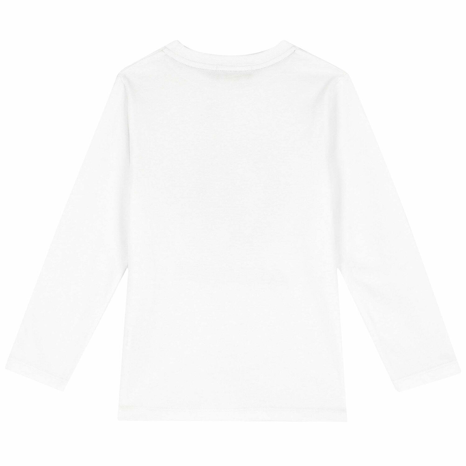 Boys White & Gold Logo Long Sleeve Top, 1, hi-res image number null