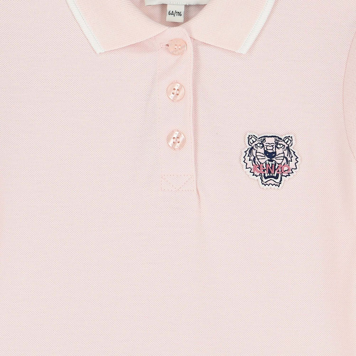 KENZO KIDS Girls Pink Logo Polo Dress Junior Couture USA