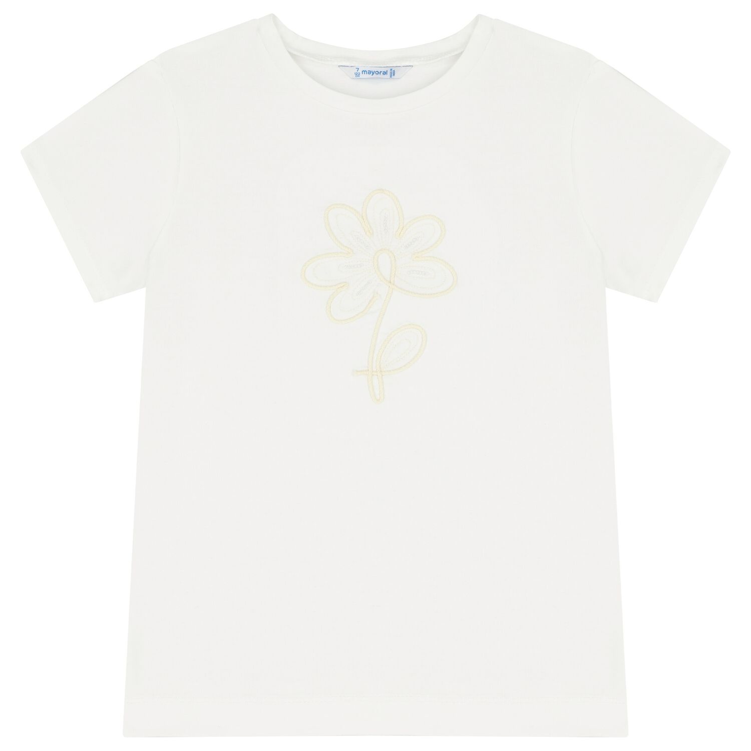 Girls White Flower T-Shirt, 3, hi-res