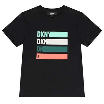 DKNY تيشيرت أولاد بالشعار باللون الأسود, 1 تيشيرت أولاد بالشعار باللون الأسود