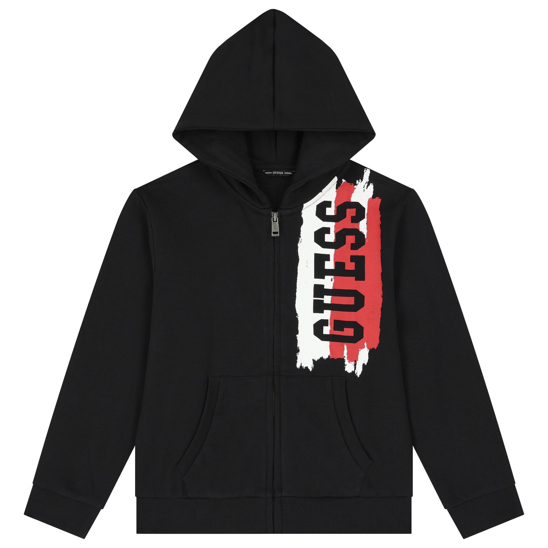 Guess Boys Black Logo Hooded Zip Up Top | Junior Couture USA Guess Boys Black Logo Hooded Zip Up Top | Junior Couture USA