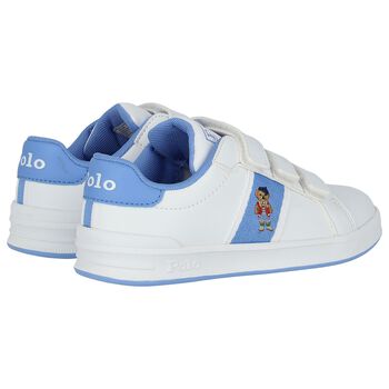 Girls White & Blue Logo Trainers