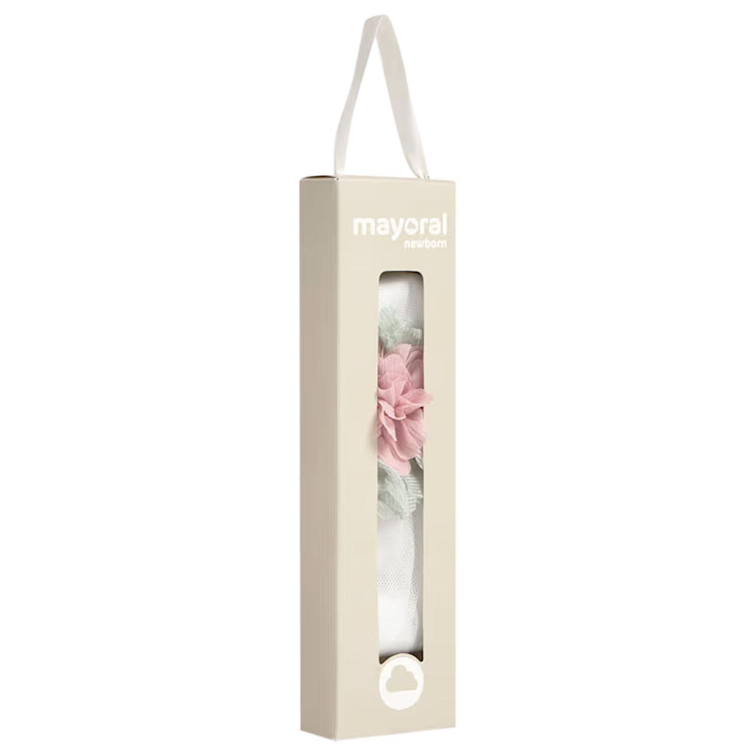 Baby Girls White & Pink Flower Headband , 1, hi-res