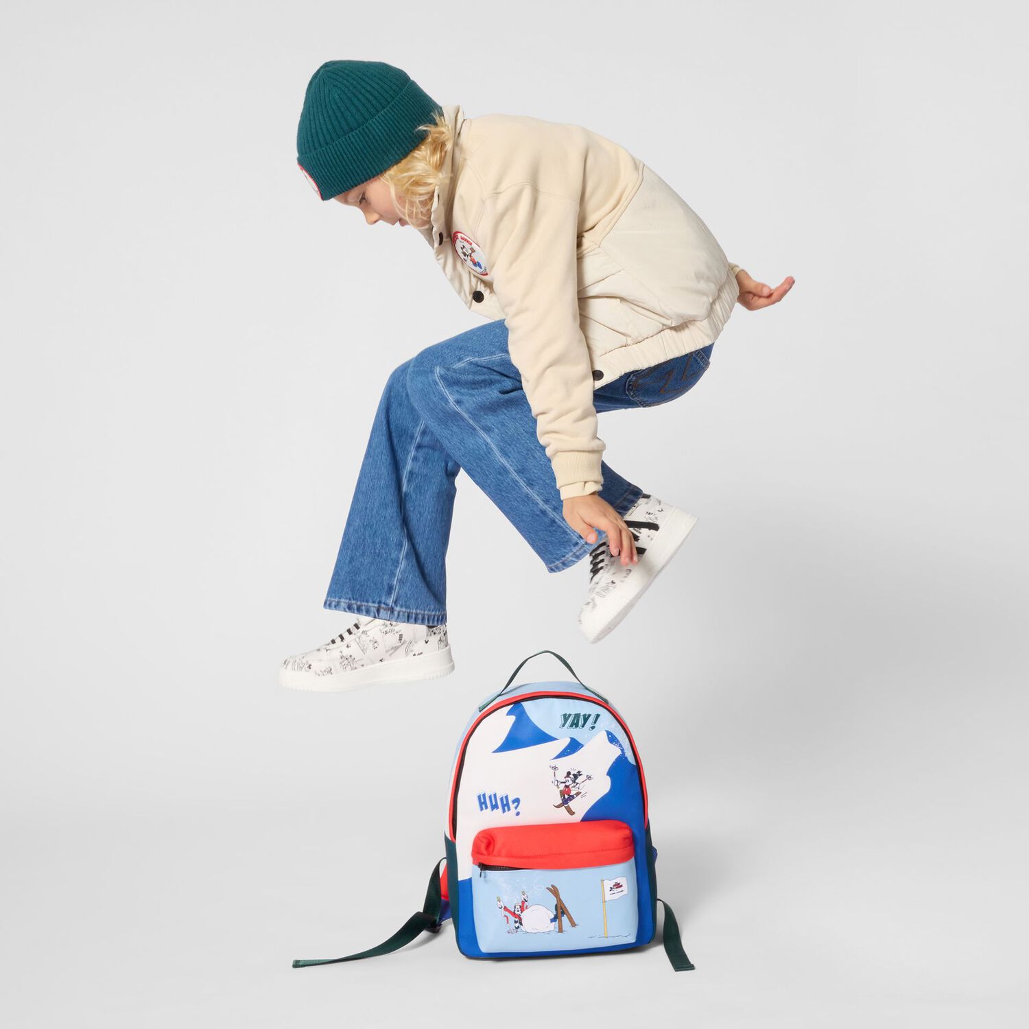 Boys Ivory, Blue & Red Mickey Mouse Disney Backpack ( 36CM ), 1, hi-res