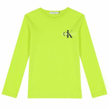 Boys Green Logo Long Sleeve Top