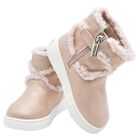 Younger Girls Gold Faux Fur Boots, 1, hi-res