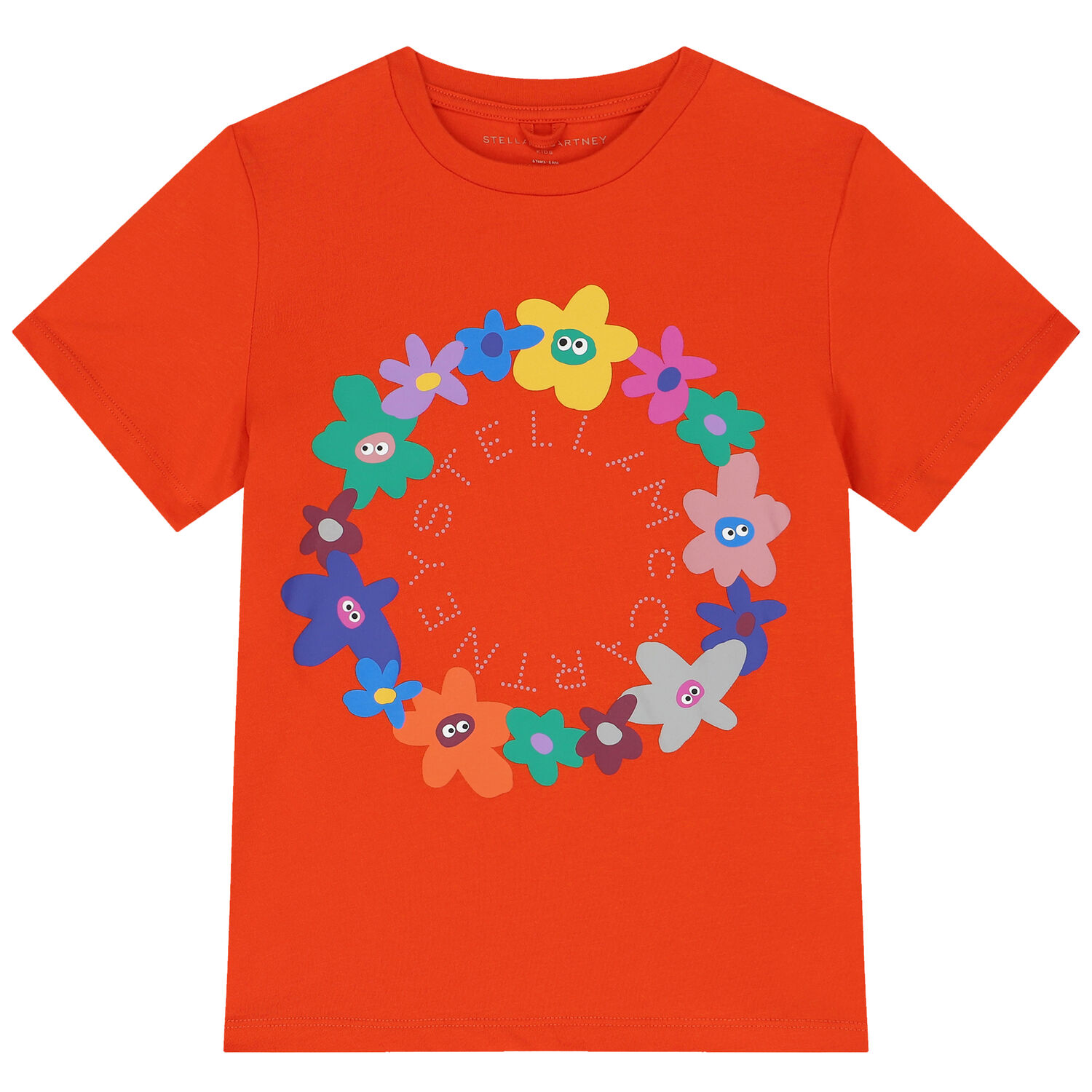 Girls Orange Floral Logo T-Shirt, 2, hi-res image number null