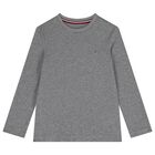 Boys Black & Grey Cotton Logo Long Sleeve Top( 2-Pack ), 2, hi-res