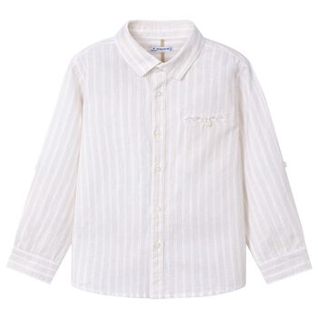 Boys Beige Stripe Shirt