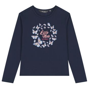 Le Chic Girls Navy Blue Butterfly Long Sleeve Top, 1 Girls Navy Blue Butterfly Long Sleeve Top