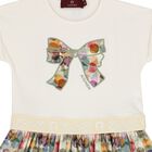 Girls Ivory & Green Ribbon Dress, 1, hi-res