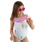 ملابس سباحة آيس كريم باللون الوردي والأخضر للبنات, 1, hi-res