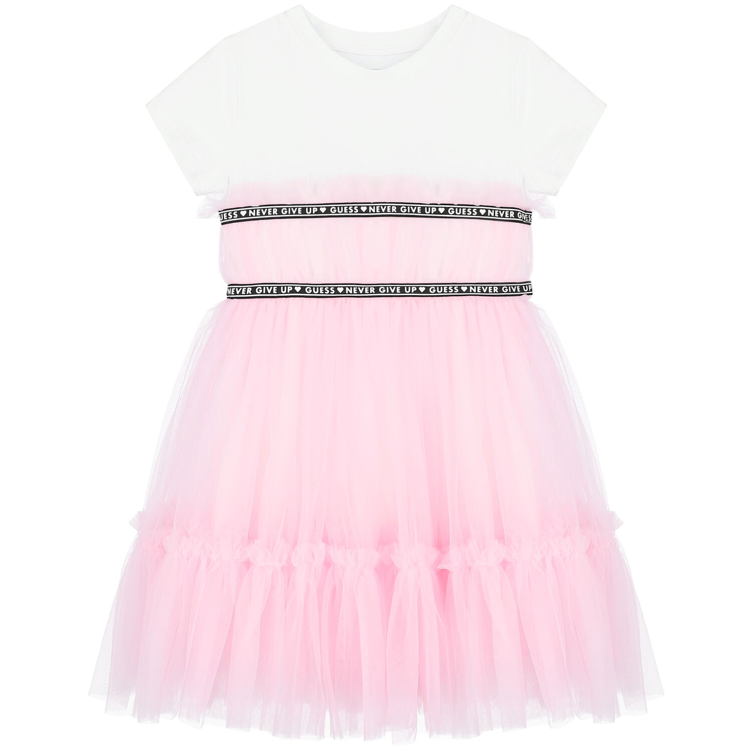Girls White & Pink Logo Dress, 1, hi-res