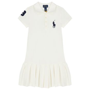 Girls White Logo Polo Dress 