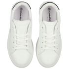 White & Black Logo Trainers, 1, hi-res