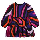 Younger Girls Black Vortice Tiered Dress, 1, hi-res