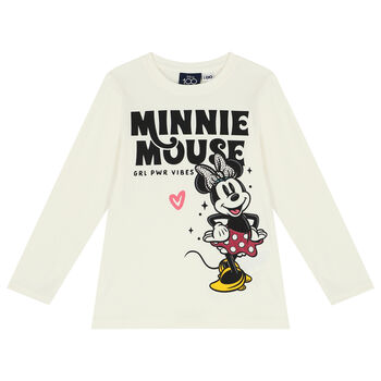 Girls Ivory Minnie Mouse Long Sleeve Top