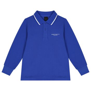 Hackett London Boys Blue Logo Polo Shirt, 1 Boys Blue Logo Polo Shirt