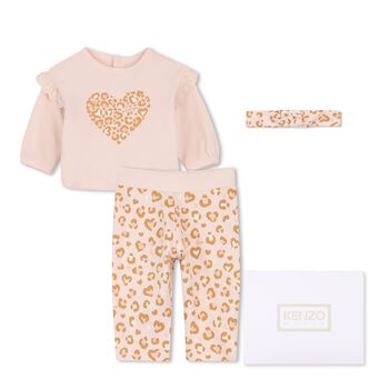 Younger Girls Pink Heart Leggings Set
