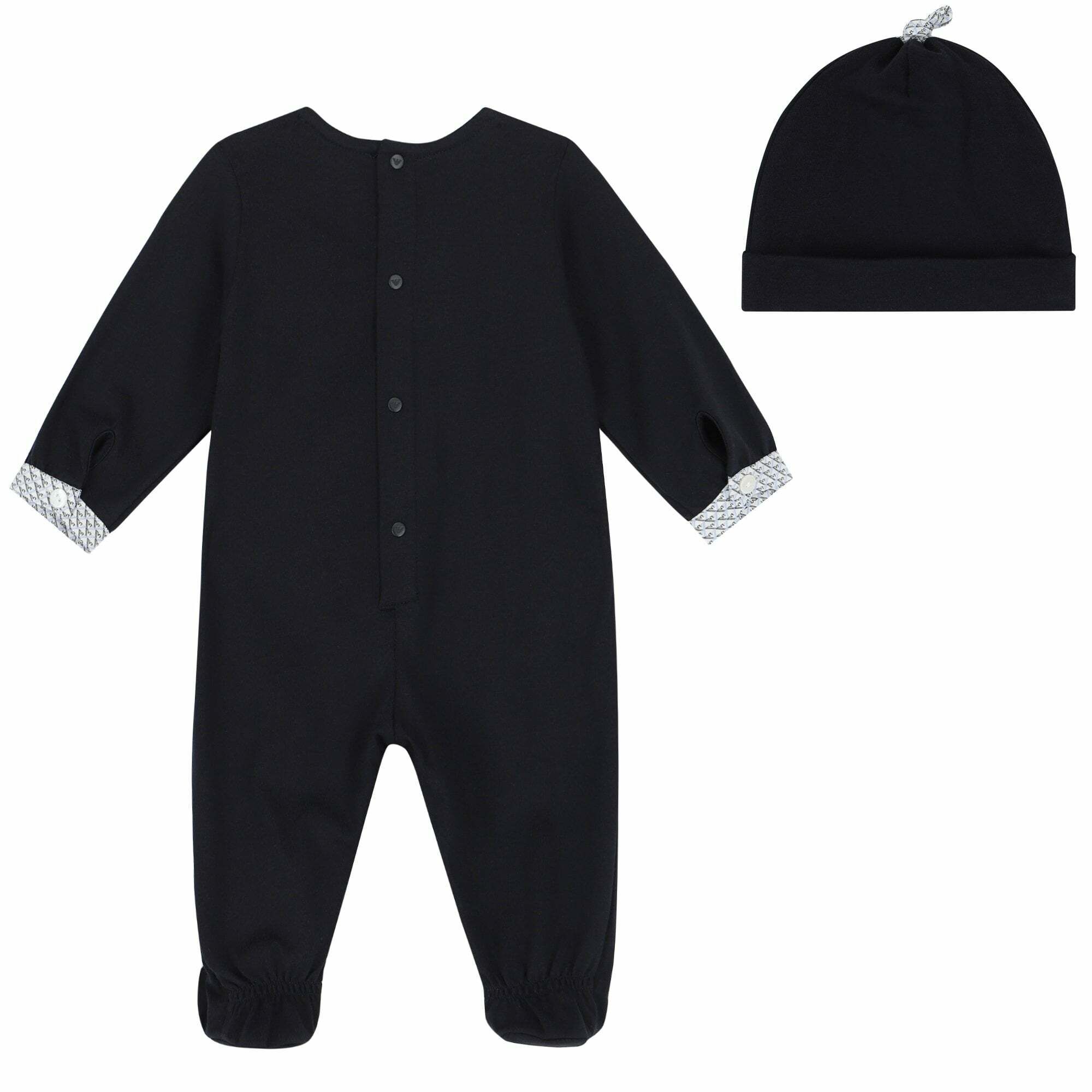 Emporio Armani Baby Boys Navy & White Logo Babygrow & Hat