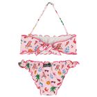 Girls White & Pink Striped Bikini, 1, hi-res