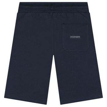 Boys Navy Blue Logo Shorts