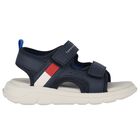 Boys Blue Logo Sandals, 1, hi-res
