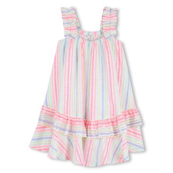 Girls Multi-Coloured Stripes Embellished Dress