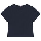 Girls Navy Blue Logo T-Shirt, 1, hi-res