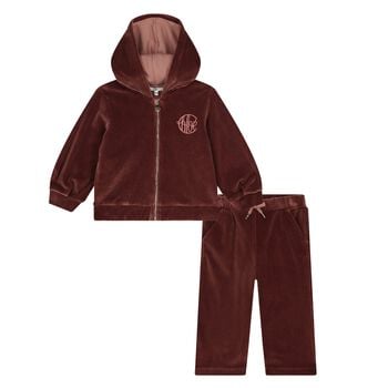 Younger Girls Burgundy Logo Tracksuit