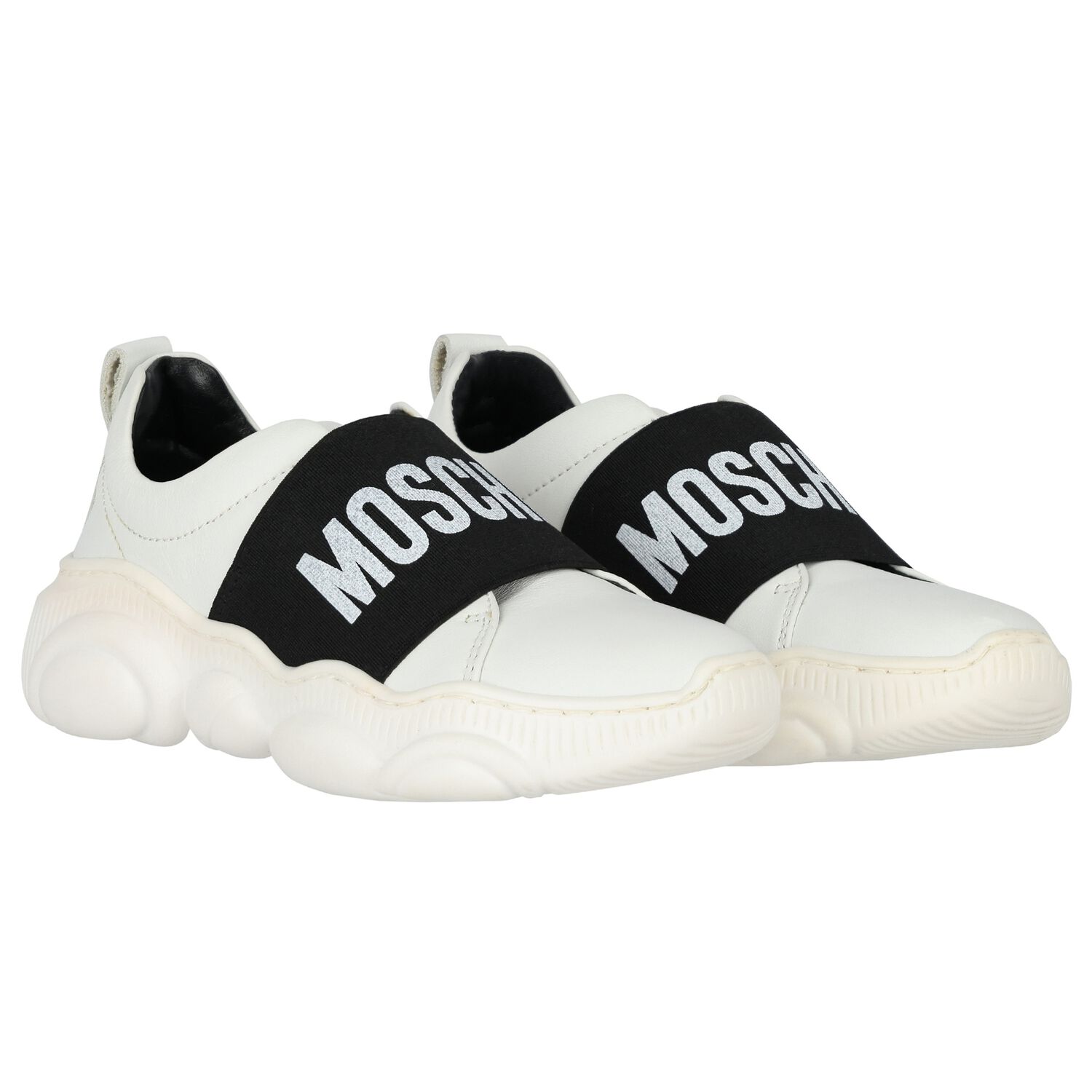 Moschino White Leather Logo Trainers Junior Couture Kuwait