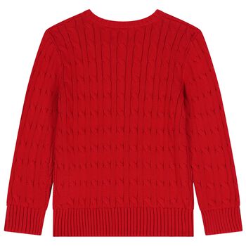 Boys Red Logo Knitted Top