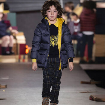 Boys Navy Tartan Trousers