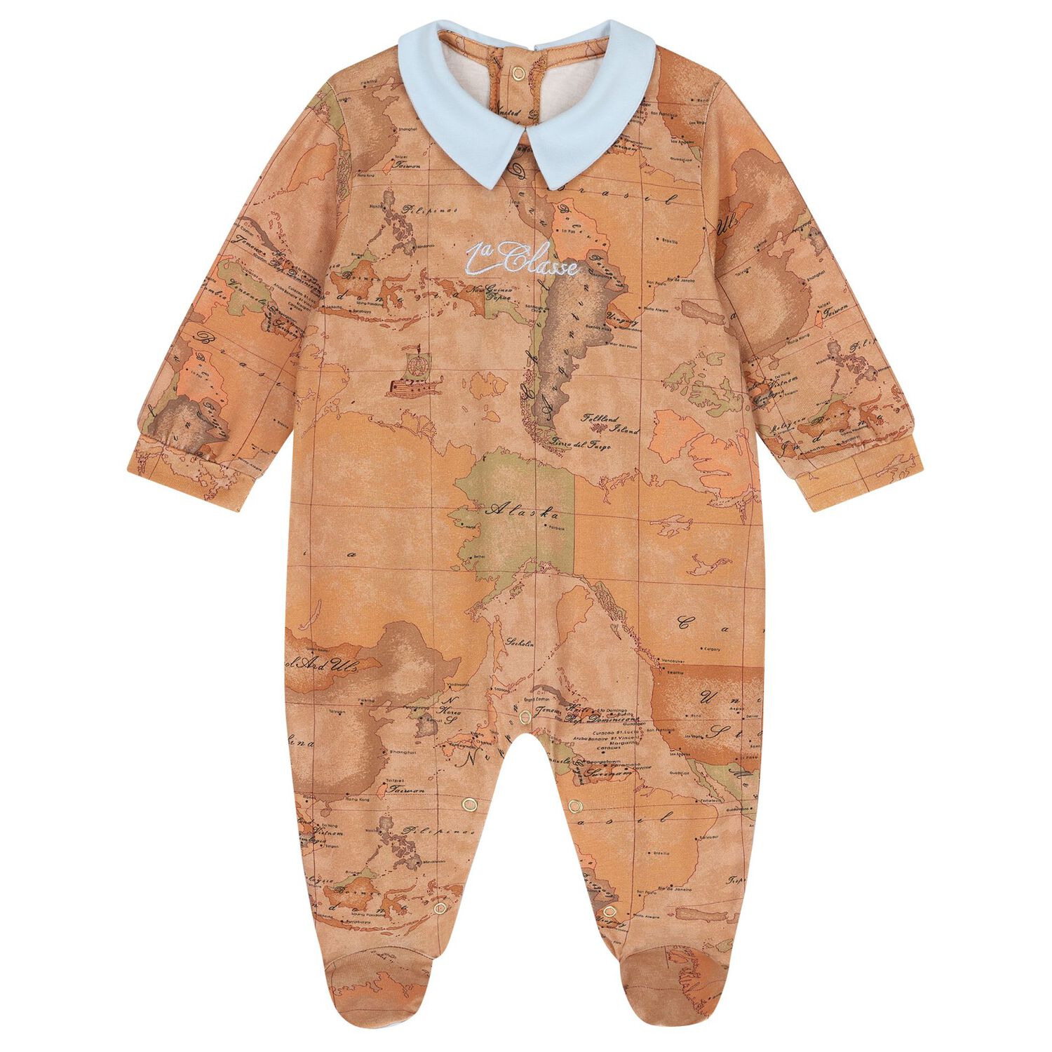 Baby Boys Beige & Blue Geo Map Babygrow Gift Set, 1, hi-res image number null