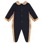 Navy blue & Beige Geo Map Babygrow Set, 2, hi-res