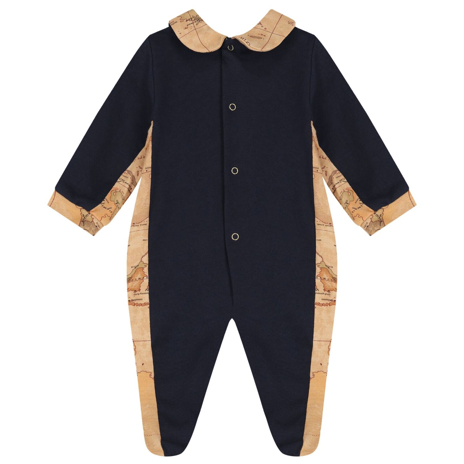 Navy blue & Beige Geo Map Babygrow Set, 2, hi-res