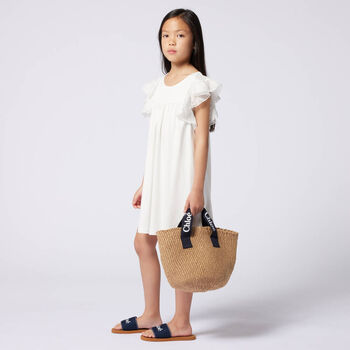 Girls Ivory Logo Dress